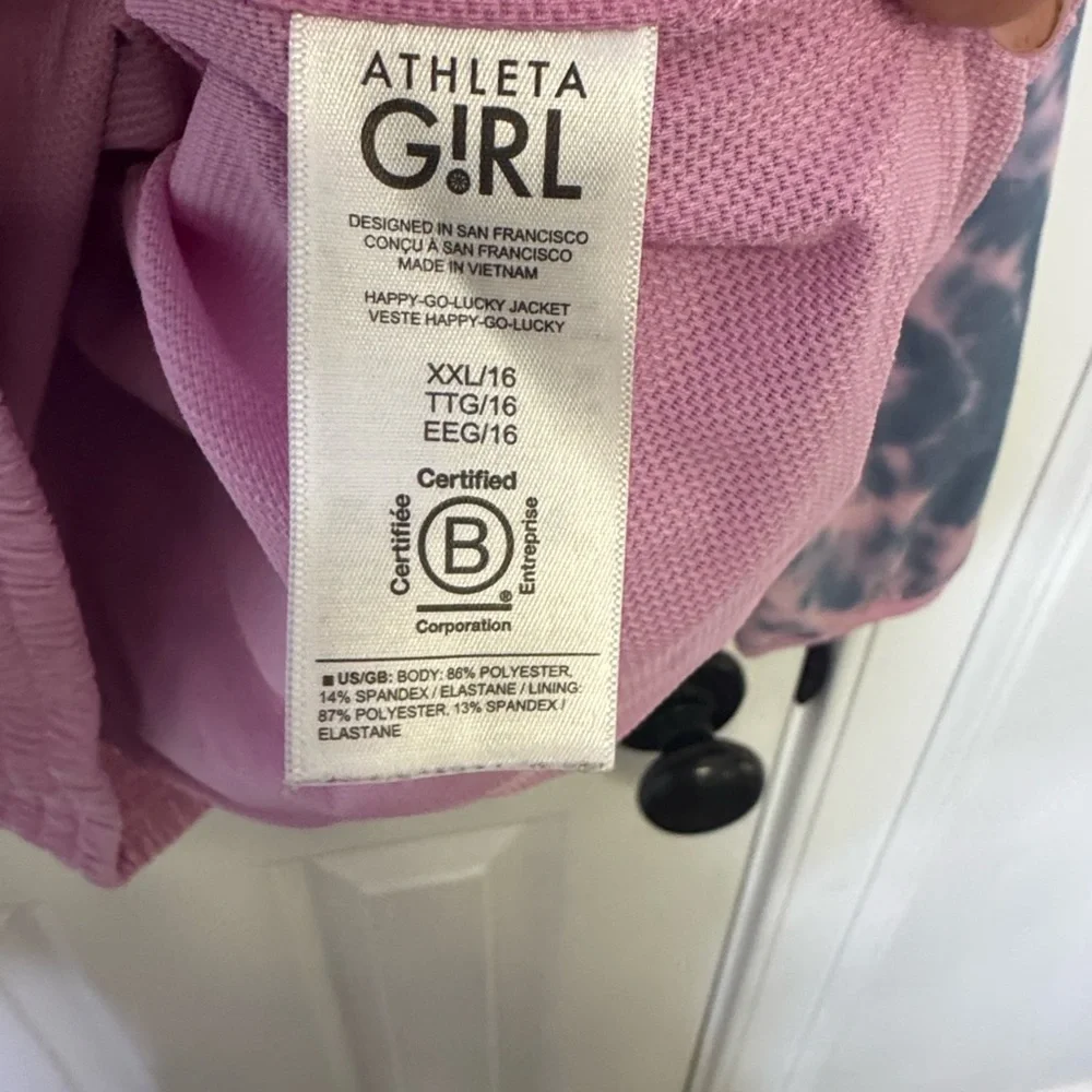 ⚽️ Athleta Girl Happy Go Lucky Zip Hooded Jacket – Size XXL (Fits XS-S Women)